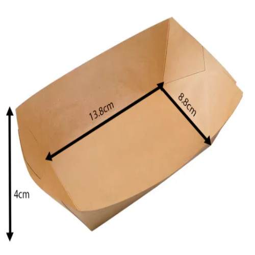 B140 - 3lb Natural Kraft Food Tray 13.5x8.5x5.5cm