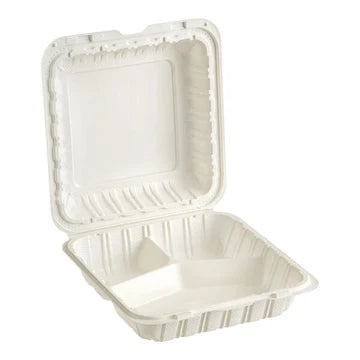 EP93 - 9inch 3Comp PP White Clamshell Container