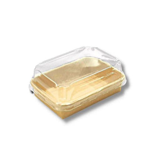 KAT03 - 11oz Kraft Paper Sushi Tray W/ PET Lid | 6.5x4.53x1.89"