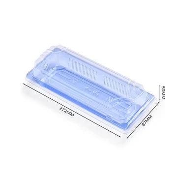 AT02 - 02 Long Clear Blue Sushi Tray - Set