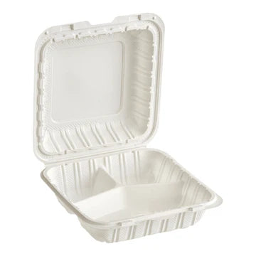 EP83 - 8inch 3Comp PP White Clamshell Container