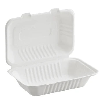 EPS28 - 9x6x3inch Sugarcane Clamshell Container