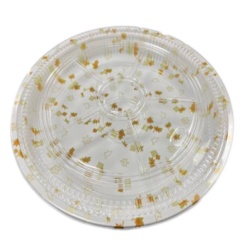 C152 - 14" Round Blue Maple Sushi Party Tray - Set